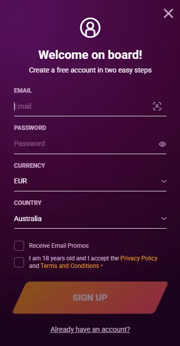 CasinoNic Registration